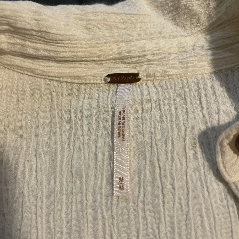 Free People Cream Button-Up Blouse with Lace Details - Picture 6 of 13